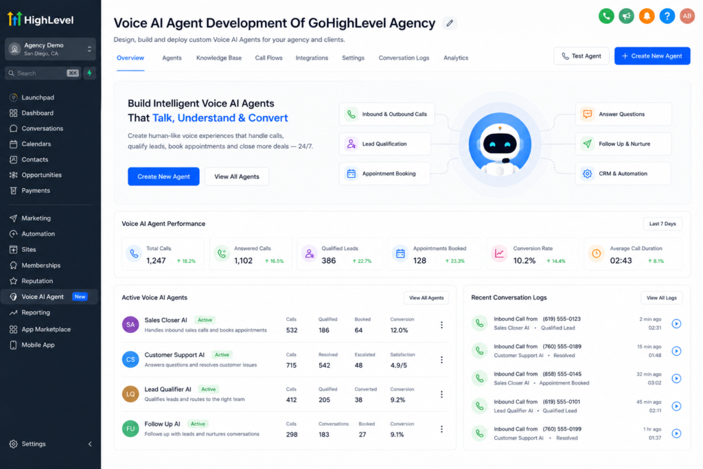 Voice AI Agent Development Of GoHighLevel Agency